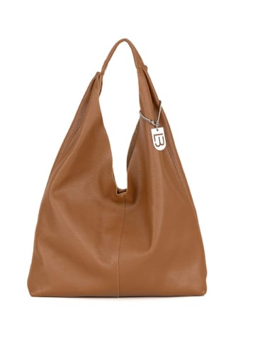 Lucca Baldi Leren shopper "Catanzaro" lichtbruin - (B)46 x (H)35 x (D)5 cm