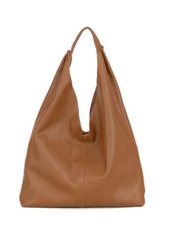 Lucca Baldi Leren shopper "Catanzaro" lichtbruin - (B)46 x (H)35 x (D)5 cm