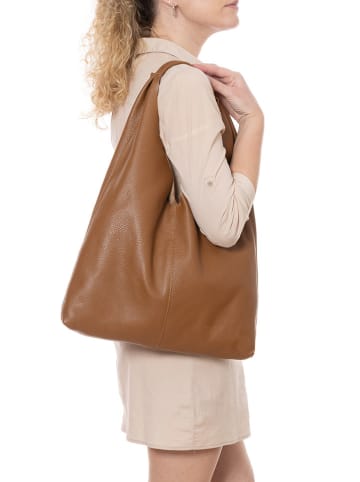 Lucca Baldi Leren shopper "Catanzaro" lichtbruin - (B)46 x (H)35 x (D)5 cm