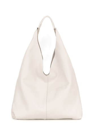Lucca Baldi Leder-Shopper "Catanzaro" in Beige - (B)45 x (H)36 x (T)5 cm