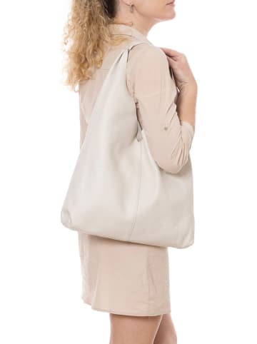 Lucca Baldi Leder-Shopper "Catanzaro" in Beige - (B)45 x (H)36 x (T)5 cm