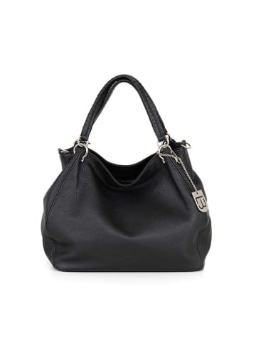 Lucca Baldi Leren handtas "Viareggio" zwart - (B)33 x (H)28 x (D)16 cm