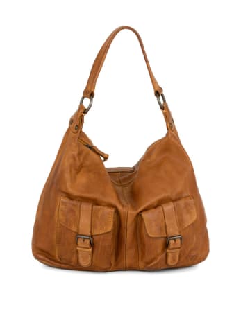 Just B Different Leder-Schultertasche "Albareto" in Hellbraun - (B)35 x (H)30 x (T)10 cm