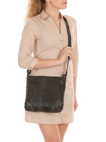Just B Different Leder-Umhängetasche "Tribiano" in Anthrazit - (B)27 x (H)25 x (T)6 cm