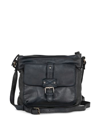 Just B Different Leder-Umhängetasche "Foggia" in Schwarz - (B)24 x (H)21 x (T)7 cm