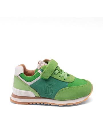 bisgaard Leder-Sneakers in Grün/ Weiß