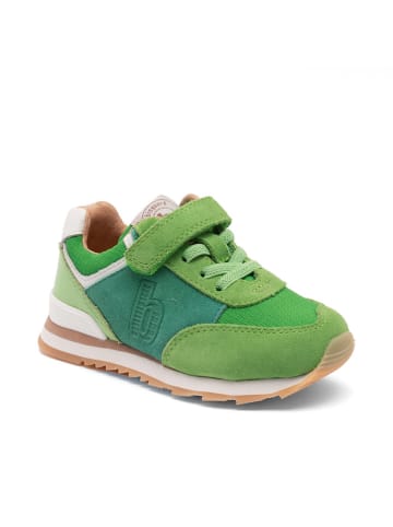 bisgaard Leder-Sneakers in Grün/ Weiß