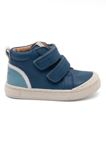 bisgaard Leder-Sneakers in Blau/ Hellblau/ Weiß