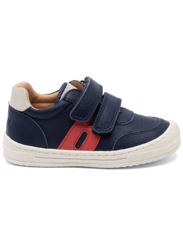 bisgaard Leder-Sneakers in Dunkelblau/ Rot