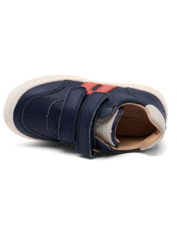 bisgaard Leder-Sneakers in Dunkelblau/ Rot