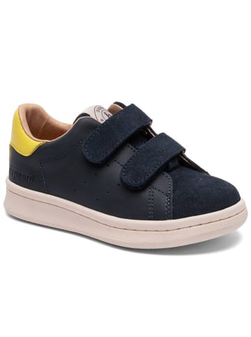 bisgaard Leder-Sneakers in Dunkelblau/ Gelb