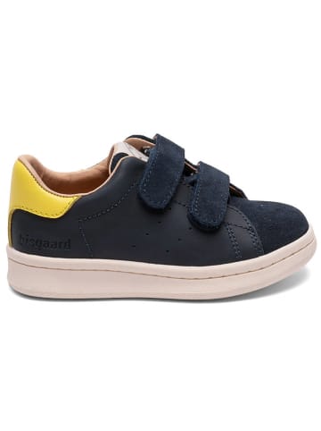 bisgaard Leder-Sneakers in Dunkelblau/ Gelb