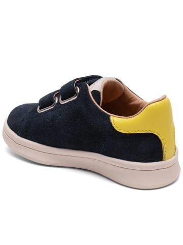 bisgaard Leder-Sneakers in Dunkelblau/ Gelb