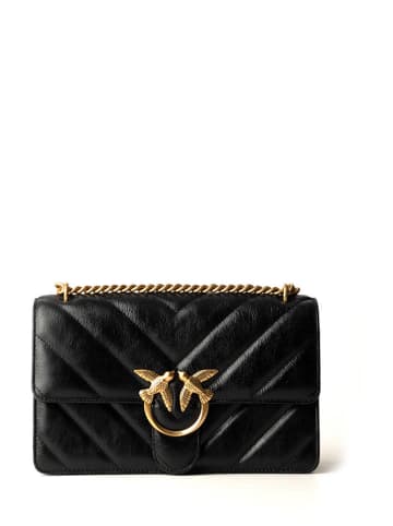 Pinko Leder-Umhängetasche in Schwarz - (B)21 x (H)15 x (T)6 cm