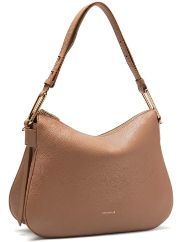 COCCINELLE Leder-Schultertasche in Hellbraun - (B)36 x (H)24 x (T)11 cm