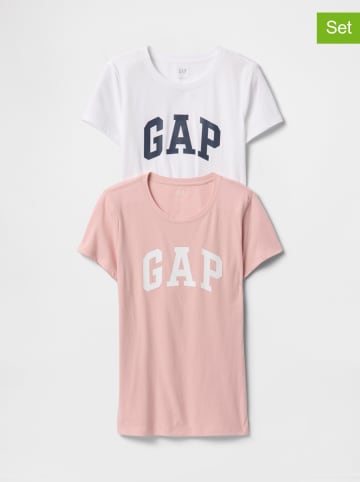 GAP 2er-Set: Shirts in Rosa/ Weiß