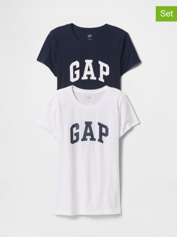 GAP 2er-Set: Shirts in Dunkelblau/ Weiß