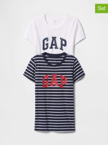 GAP 2er-Set: Shirts in Dunkelblau/ Weiß