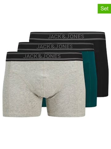 Jack & Jones 3er-Set: Boxershorts in Grau/ Grün/ Schwarz