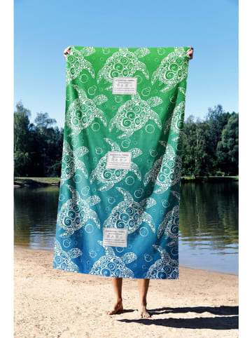 FLORIANE GARDEN Ręcznik plażowy "Blue Turtle" w kolorze zielono-niebieskim