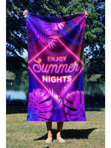 FLORIANE GARDEN Strandlaken "Enjoy Summer Night" blauw/roze