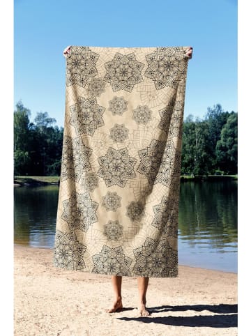 Foutastic Ręcznik plażowy "Mandala" w kolorze kremowo-czarnym