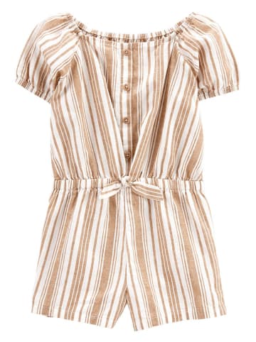 OshKosh Jumpsuit in Hellbraun/ Weiß