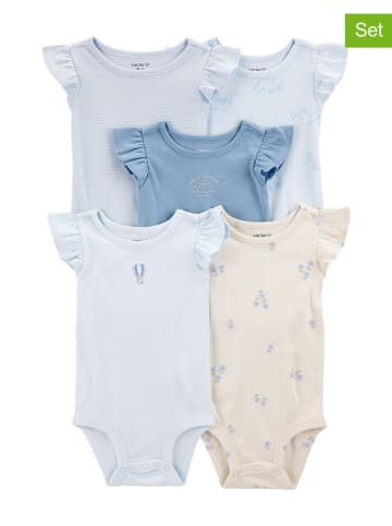 carter's 5er-Set: Bodys in Hellblau/ Beige