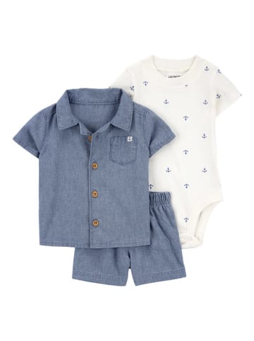 carter's 3-delige outfit blauw/wit