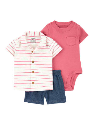 carter's 3tlg. Outfit in Pink/ Dunkelblau