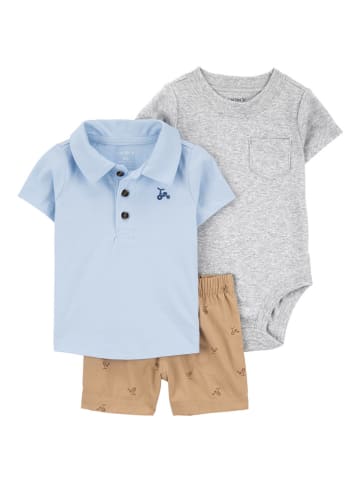 carter's 3-delige outfit lichtblauw/lichtbruin/grijs