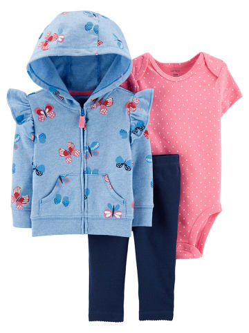 carter's 3-delige outfit lichtblauw/lichtroze/donkerblauw