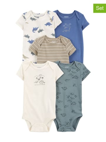 carter's 5er-Set: Bodys in Blau/ Weiß/ Hellbraun
