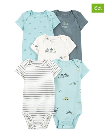 carter's 5er-Set: Bodys in Weiß/ Hellblau/ Blau