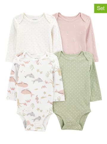 carter's 4-delige set: rompers groen/lichtroze/wit