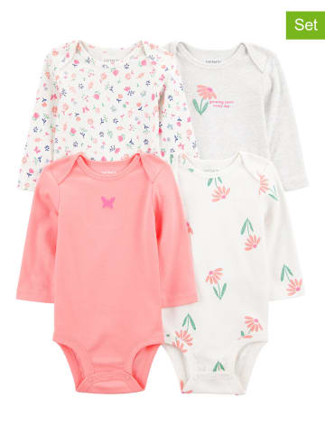 carter's 4-delige set: rompers wit/lichtroze