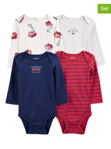 carter's 4er-Set: Bodys in Weiß/ Dunkelblau/ Rot