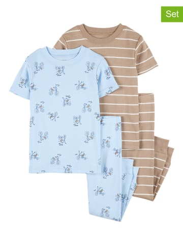 carter's 2er-Set: Pyjamas in Hellbraun/ Hellblau