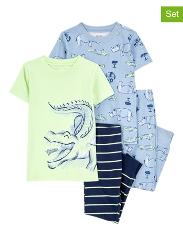 carter's 2er-Set: Pyjamas in Grün/ Dunkelblau/ Hellblau