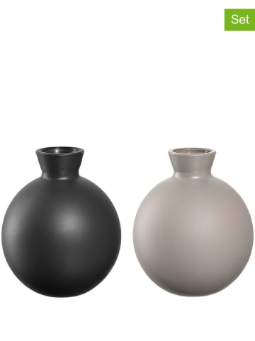LEONARDO 2er-Set: Vasen "Casolare" in Schwarz/ Beige - (H)9 x Ø 7,5 cm
