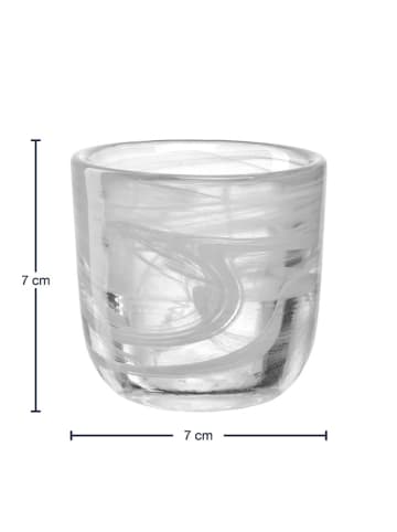 LEONARDO Teelichthalter "Salerno" in Transparent/ Weiß - (H)7 x Ø 7 cm