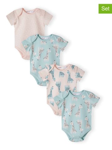 Minoti 4er-Set: Bodys in Türkis/ Rosa