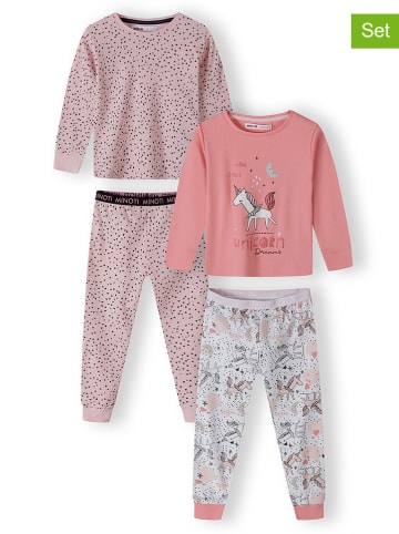 Minoti 2er-Set: Pyjamas in Rosa/ Weiß