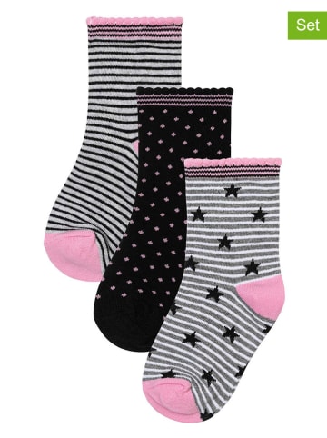 Minoti 3er-Set: Socken in Grau/ Schwarz