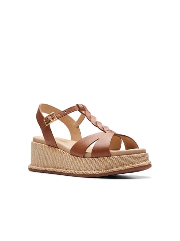 Clarks Leder-Keilsandaletten "Kimmei Twist" in Hellbraun