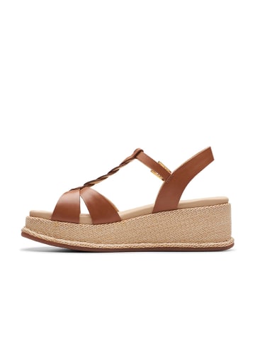 Clarks Leder-Keilsandaletten "Kimmei Twist" in Hellbraun