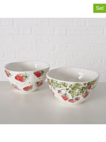 Boltze 2er-Set: Müslischalen "Strawberry" in Rot/ Grün - Ø 15 cm
