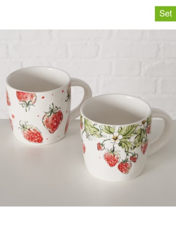 Boltze 2er-Set: Jumbotassen "Strawberry" in Grün - 450 ml