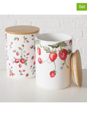 Boltze 2er-Set: Vorratsdosen in Rot/ Grün/ Weiß - (H)17 x Ø 12 cm
