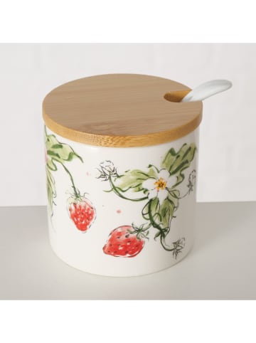 Boltze 2er-Set: Marmeladendosen "Strawberry" in Rot/ Grün - (H)8 x Ø 7,5 cm